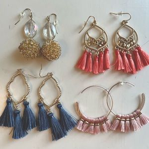 Dangle Earring Bundle! Boho tassel earrings, fishhook style backs